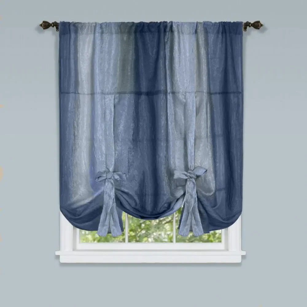 Woven Trends Window Shades, Ombre Curtains Modern Semi-Sheer Tie-Up Shade,